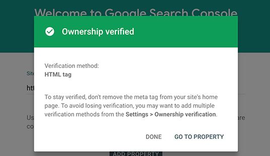 search console domain verified status